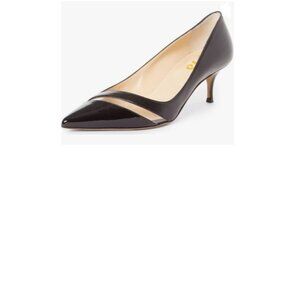 FYS Women's Classic Closed Pointed Toe Slip On Pumps Elegant Kitten Heels Party